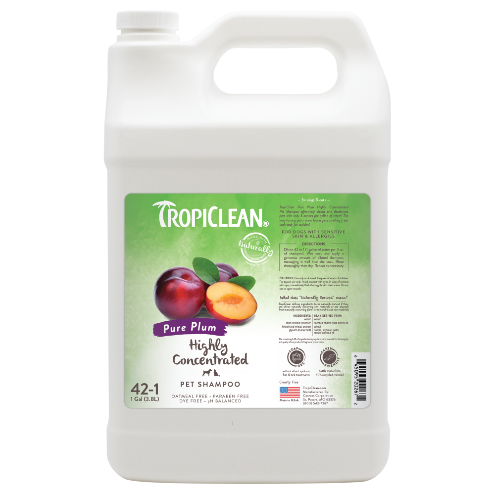 TropiClean Pure Plum High Concentrate Shampoo for Pets, 1 gal