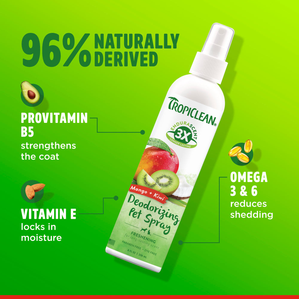 TropiClean EnduraScent Mango Kiwi Deodorizing Spray, 8oz