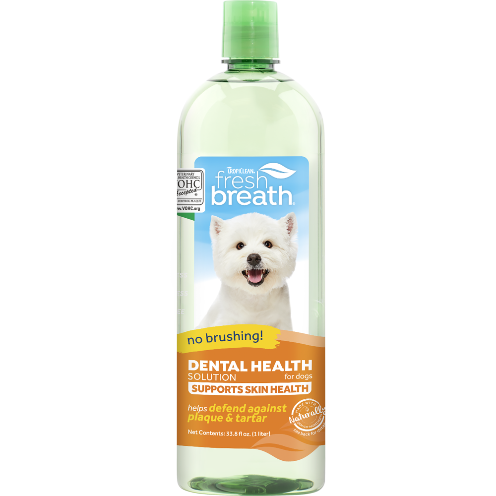 TropiClean Fresh Breath Dental Health Solution Supports Skin Health for Dogs, 33.8oz