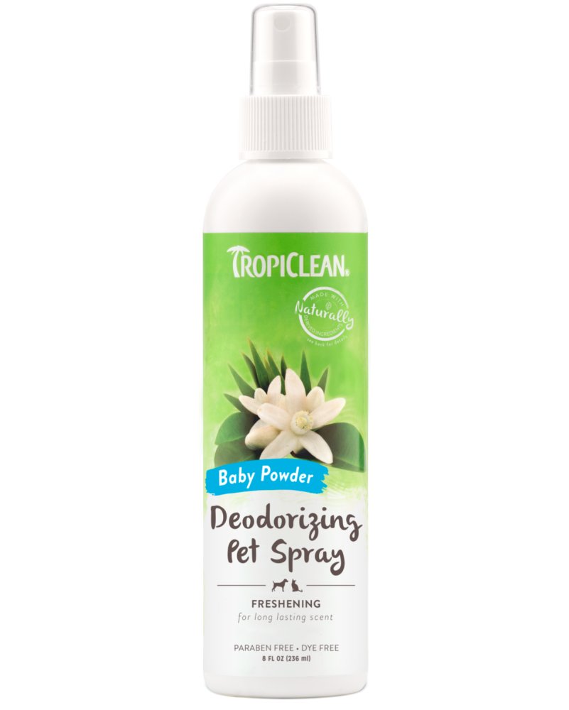 TropiClean Baby Powder Deodorizing Spray for Pets, 8oz