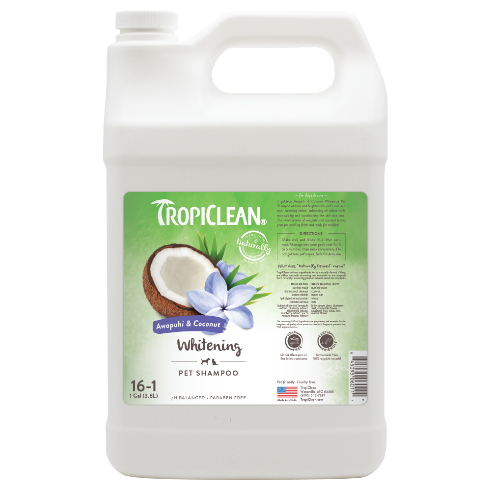 TropiClean Awapuhi & Coconut Whitening Shampoo for Pets, 1 gal