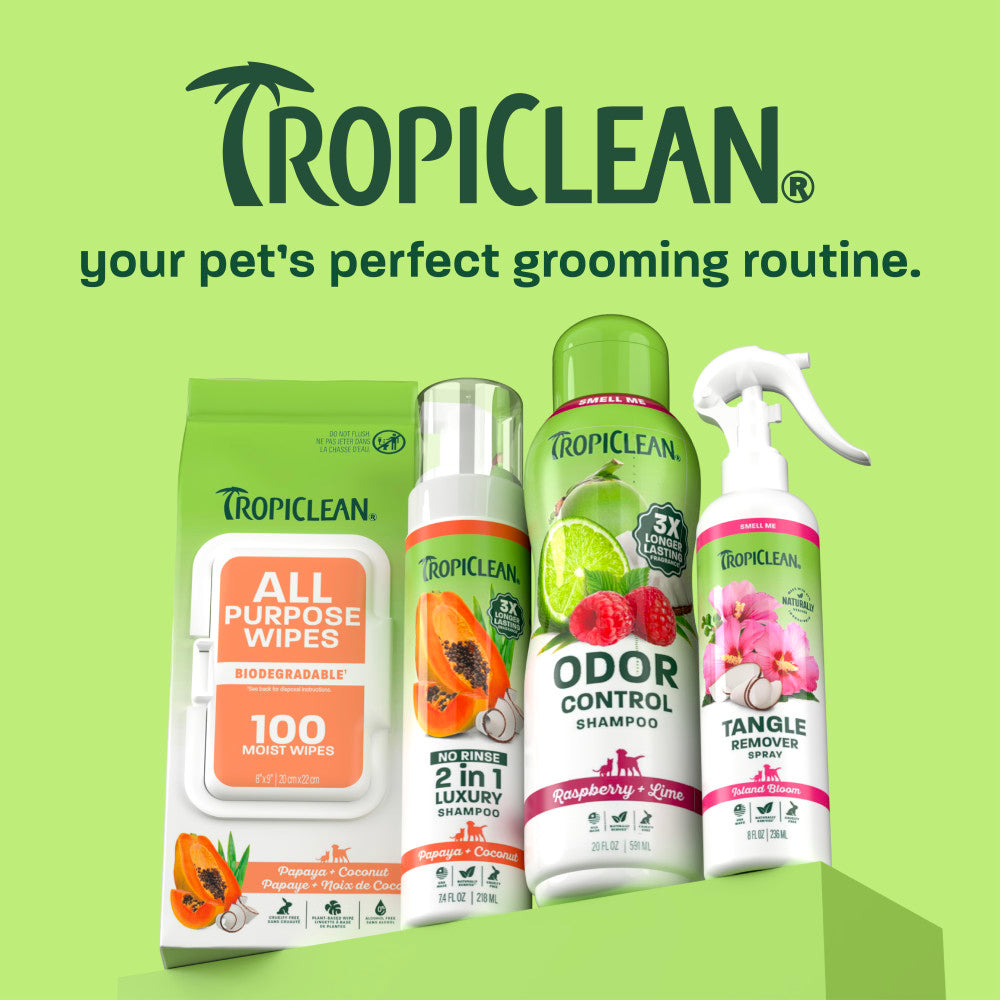 TropiClean Raspberry + Lime Odor Control Pet Shampoo, 20oz - Lined Cap