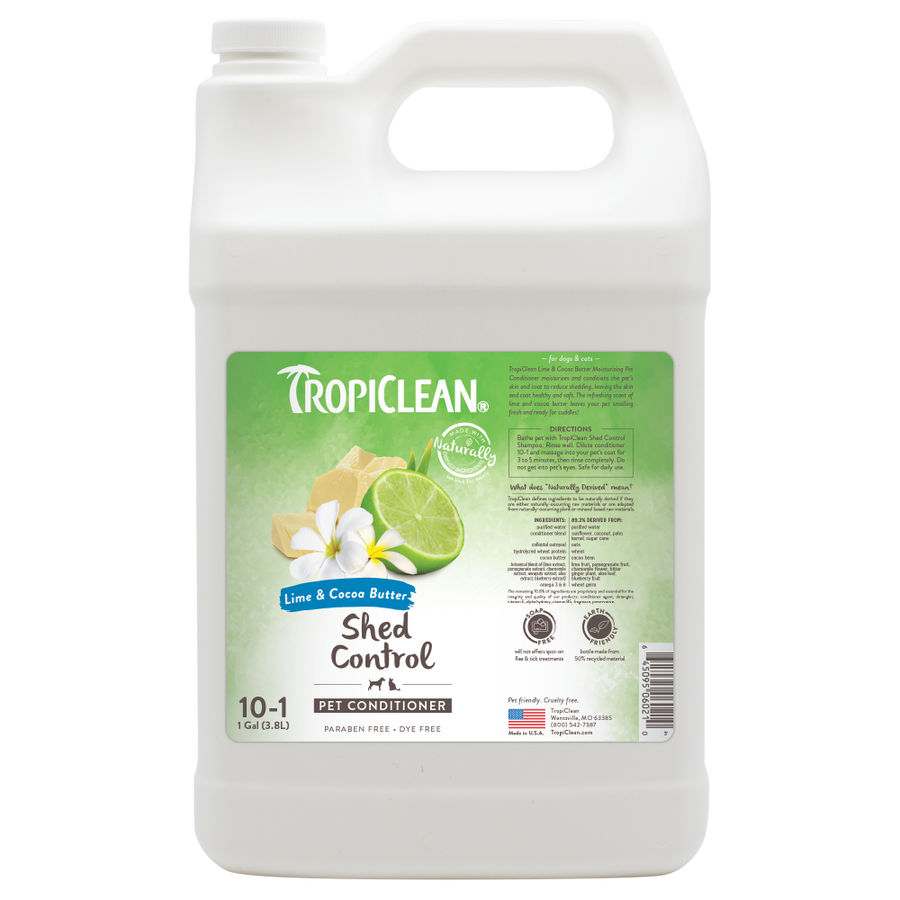 TropiClean Lime & Cocoa Butter Shed Control Conditioner for Pets, 1 gal