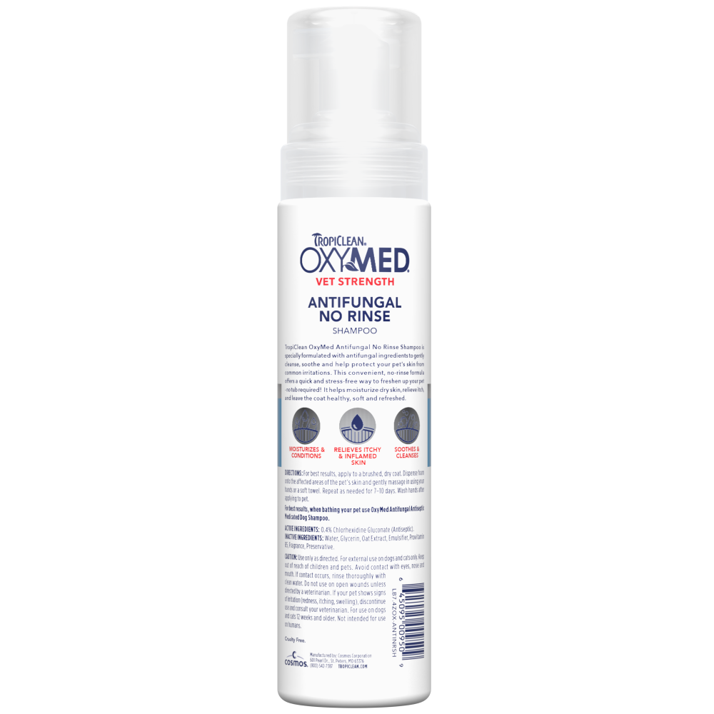 TropiClean OxyMed Antifungal No Rinse Shampoo, 7.4oz