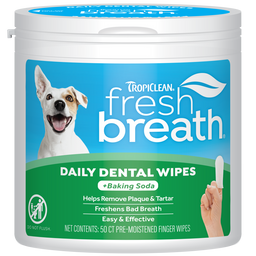 TropiClean Fresh Breath Finger Dental Wipes, 50ct