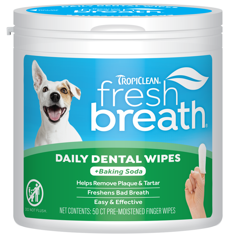 TropiClean Fresh Breath Finger Dental Wipes, 50ct
