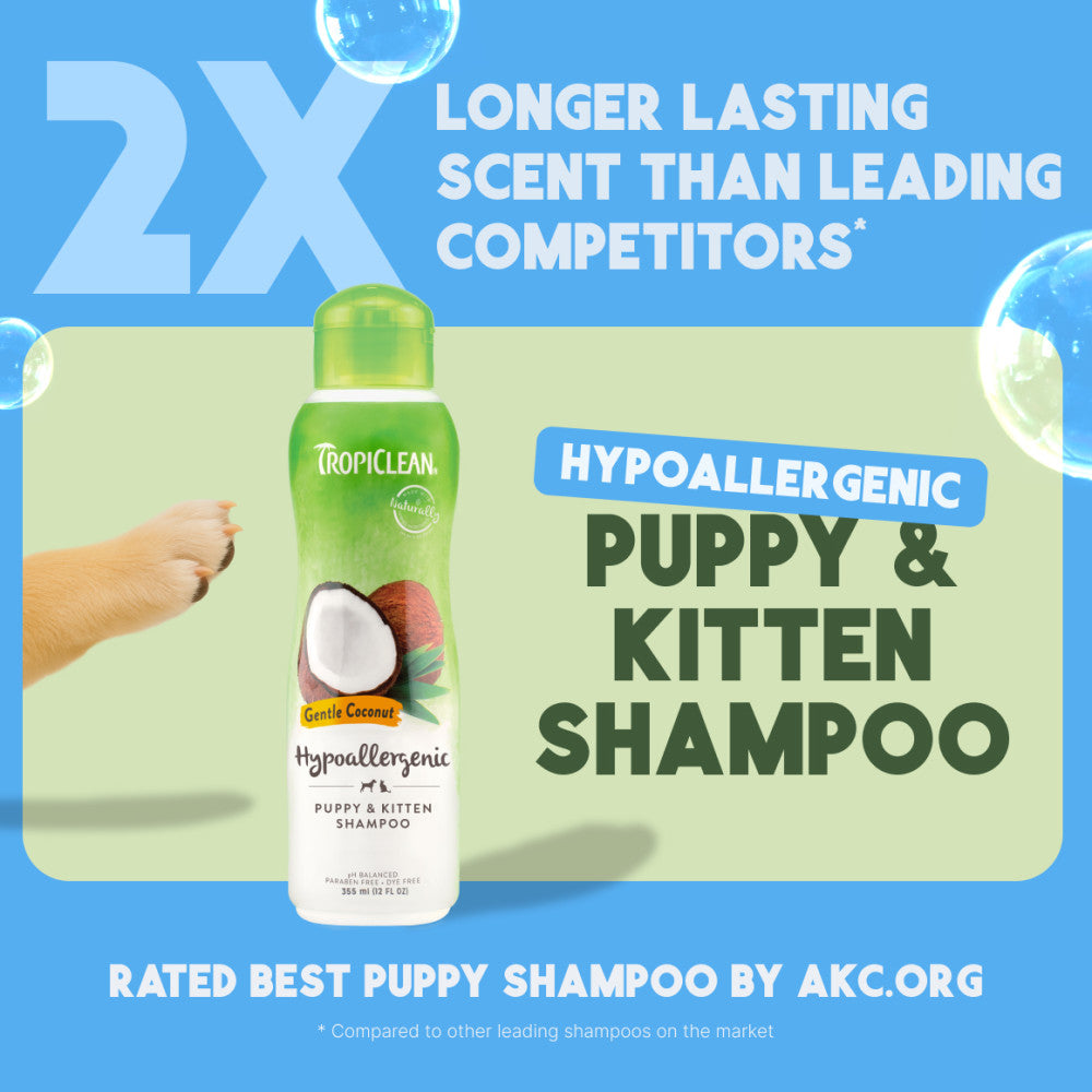 TropiClean Tearless Hypoallergenic Puppy & Kitten Shampoo, 20oz