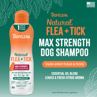TropiClean Natural* Flea + Tick Maximum Strength Shampoo for Dogs, 20oz