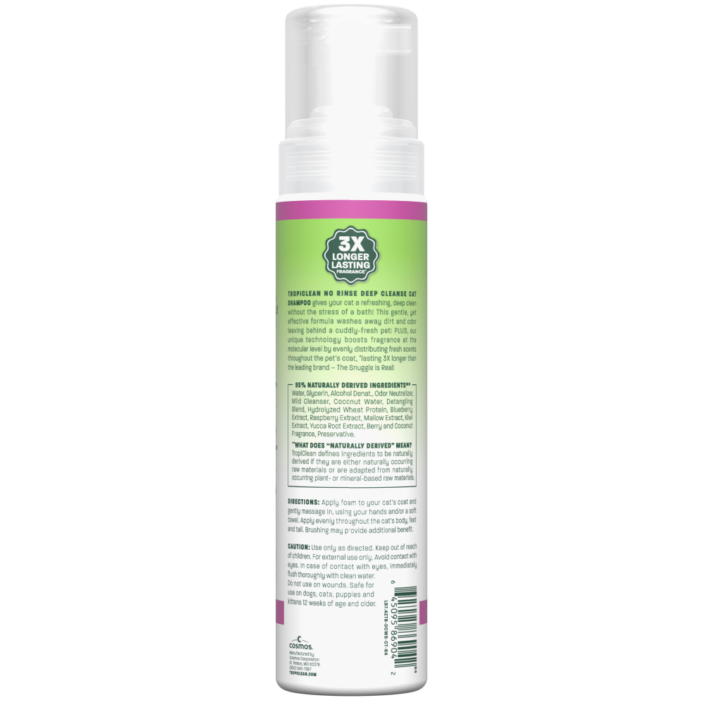 TropiClean No Rinse Deep Cleanse Cat Shampoo, 7.4oz