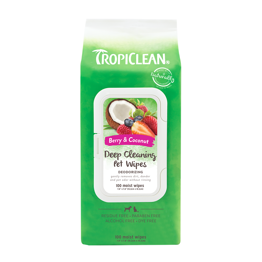 TropiClean Deep Cleaning Pet Wipes, 100ct