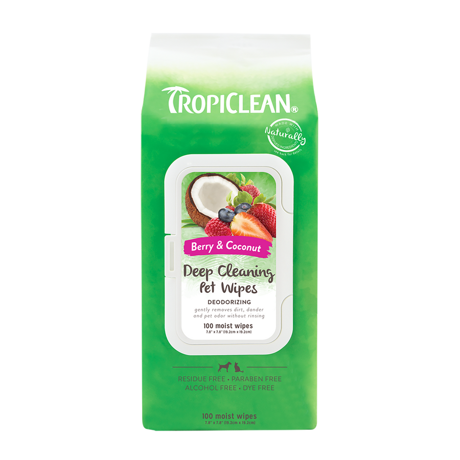 TropiClean Deep Cleaning Pet Wipes, 100ct