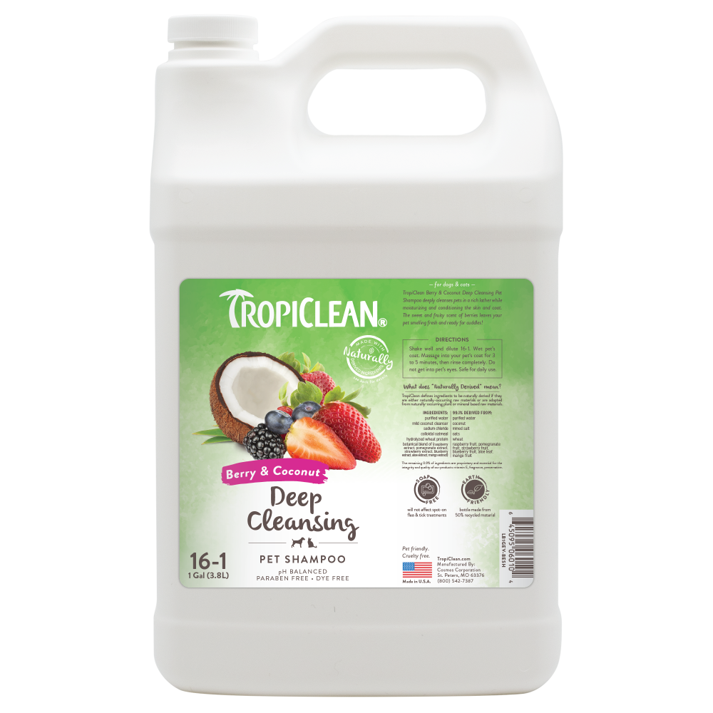 TropiClean Berry & Coconut Deep Cleansing Shampoo for Pets, 1 gal