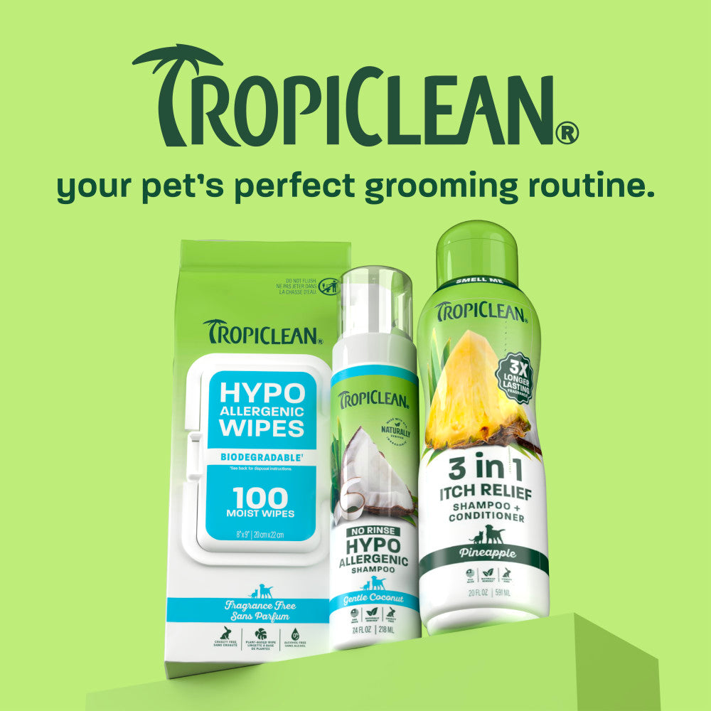 TropiClean Pineapple 3-1 Itch Relief Pet Shampoo & Conditioner, 20oz - Lined Cap