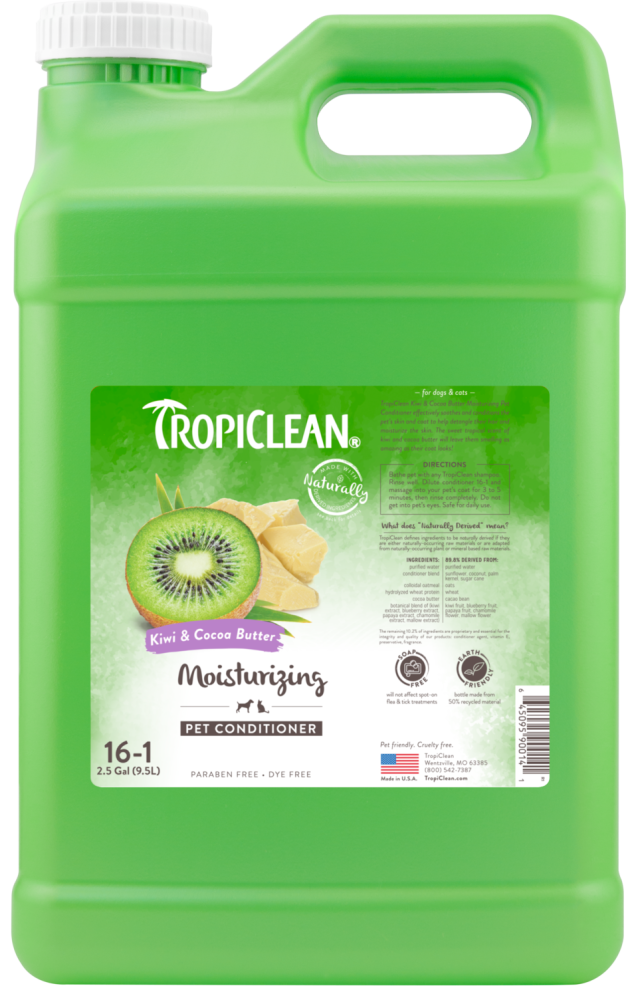 TropiClean Kiwi & Cocoa Butter Moisturizing Conditioner for Pets, 2.5 gal