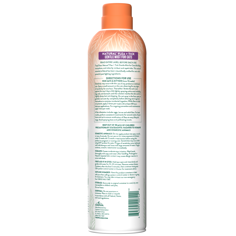 TropiClean Natural* Flea + Tick Cat + Home Easy Mist Spray, 14oz