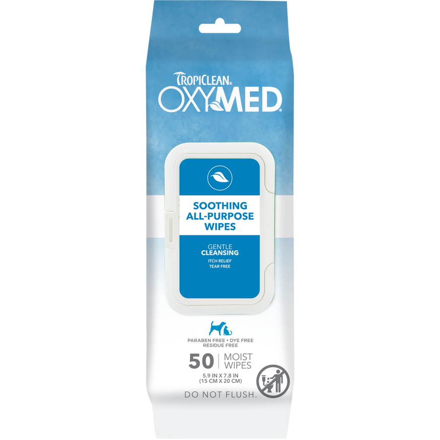 TropiClean OxyMed Soothing Relief Wipes for Pets, 50ct