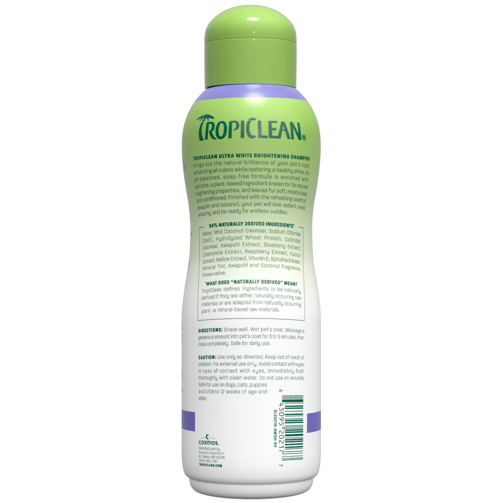 TropiClean Ultra White Brightening Shampoo for Pets, 20oz - Lined Cap