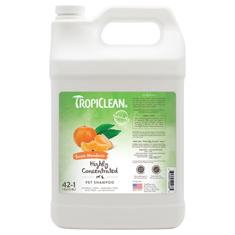 TropiClean Sweet Mandarin High Concentrate Shampoo for Pets, 1 gal