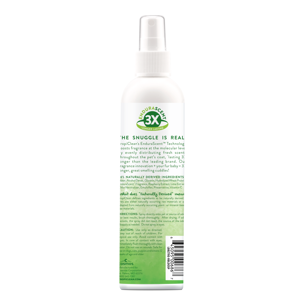 TropiClean EnduraScent Raspberry Lime Deodorizing Spray, 8oz