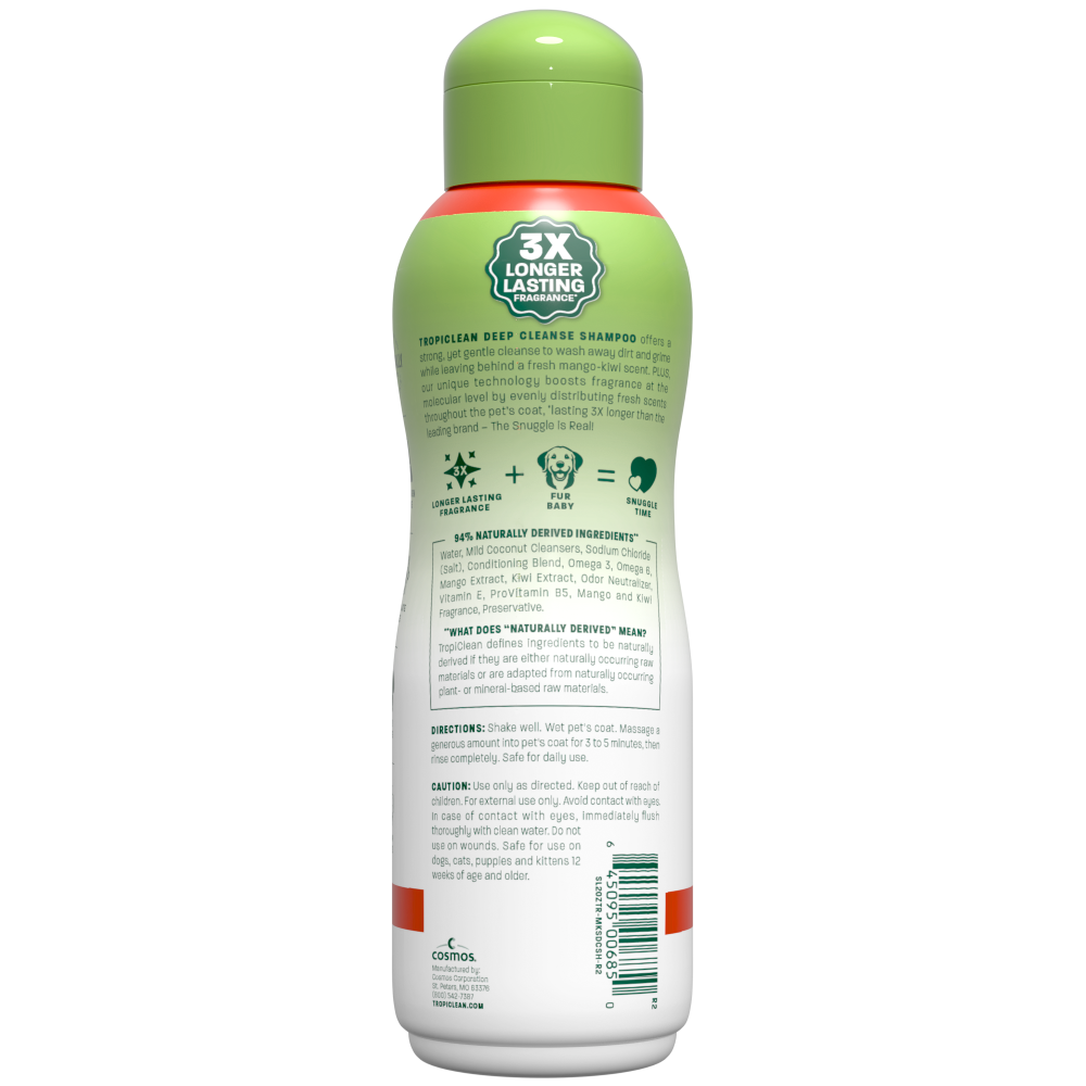 TropiClean Mango + Kiwi Deep Cleansing Pet Shampoo, 20oz - Lined Cap