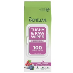 TropiClean Berry + Coconut Tushy & Paw Wipes, 100ct