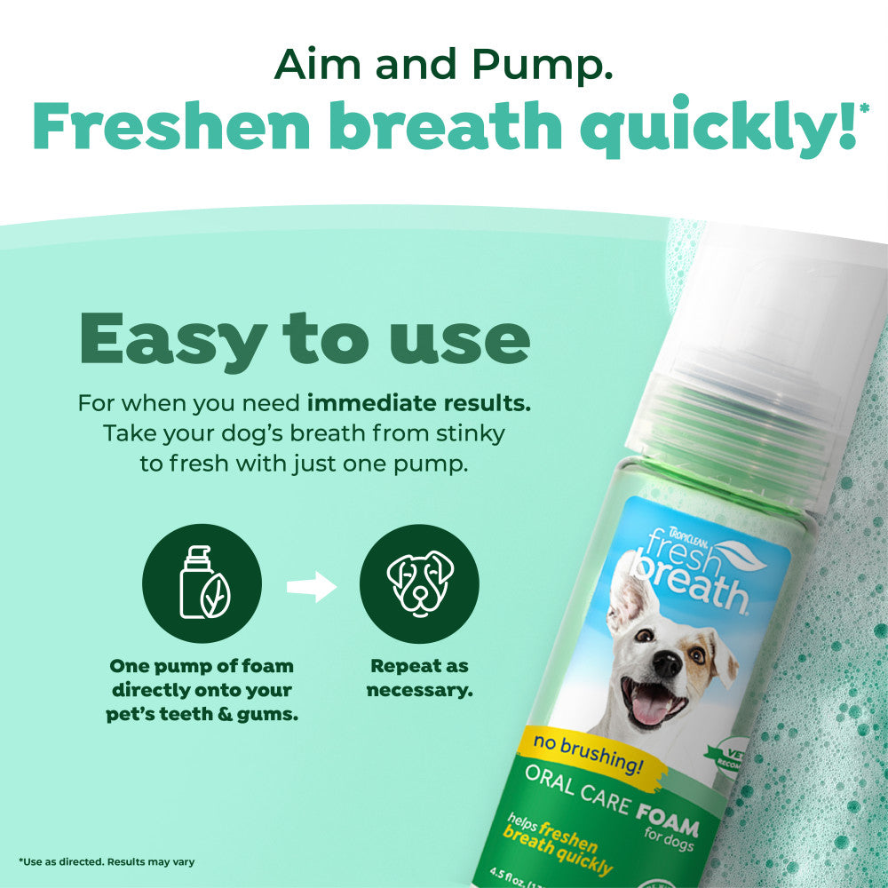 TropiClean Fresh Breath Mint Foam for Pets, 4.5oz