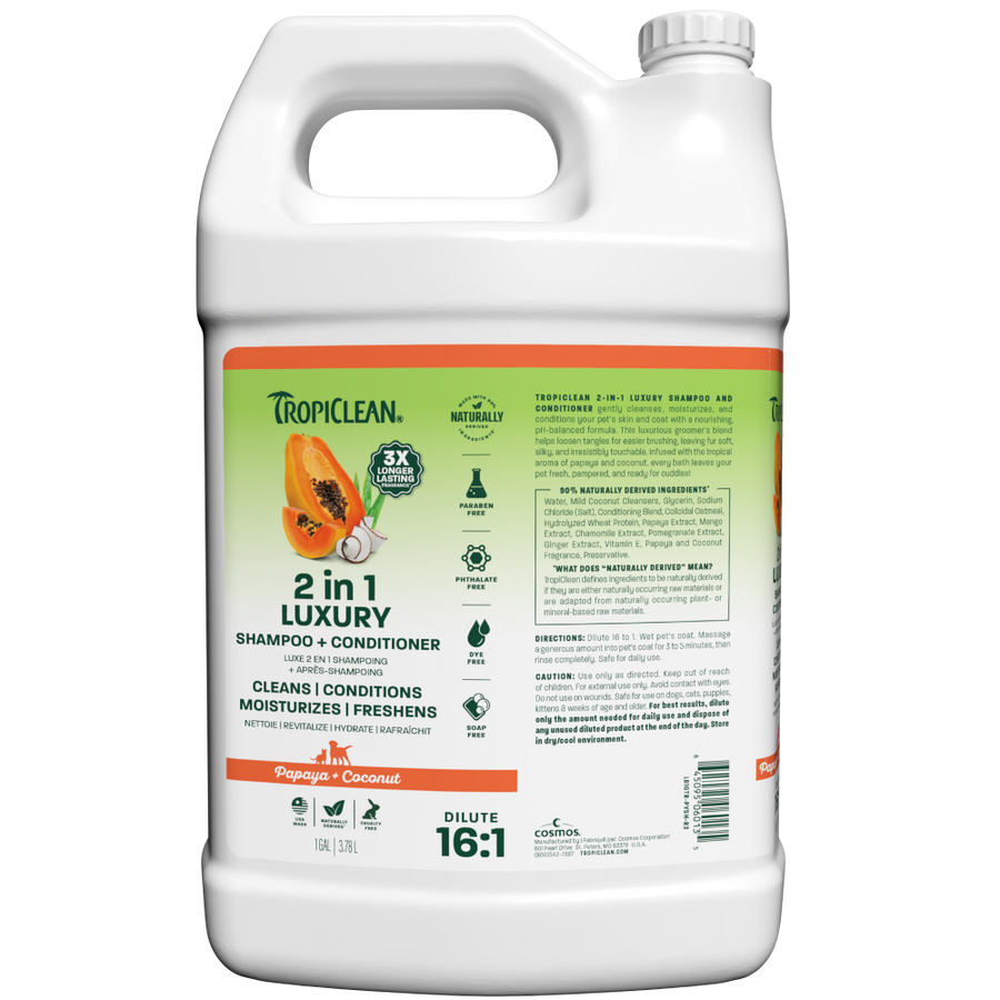 TropiClean Papaya Shampoo 1 gallon bottle front