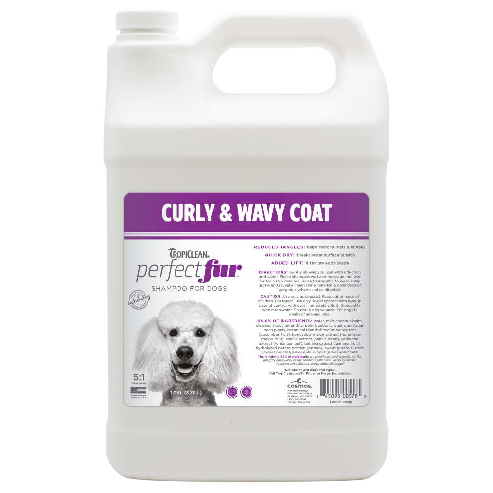 TropiClean PerfectFur Curly & Wavy Coat Shampoo for Dogs, 1 gal