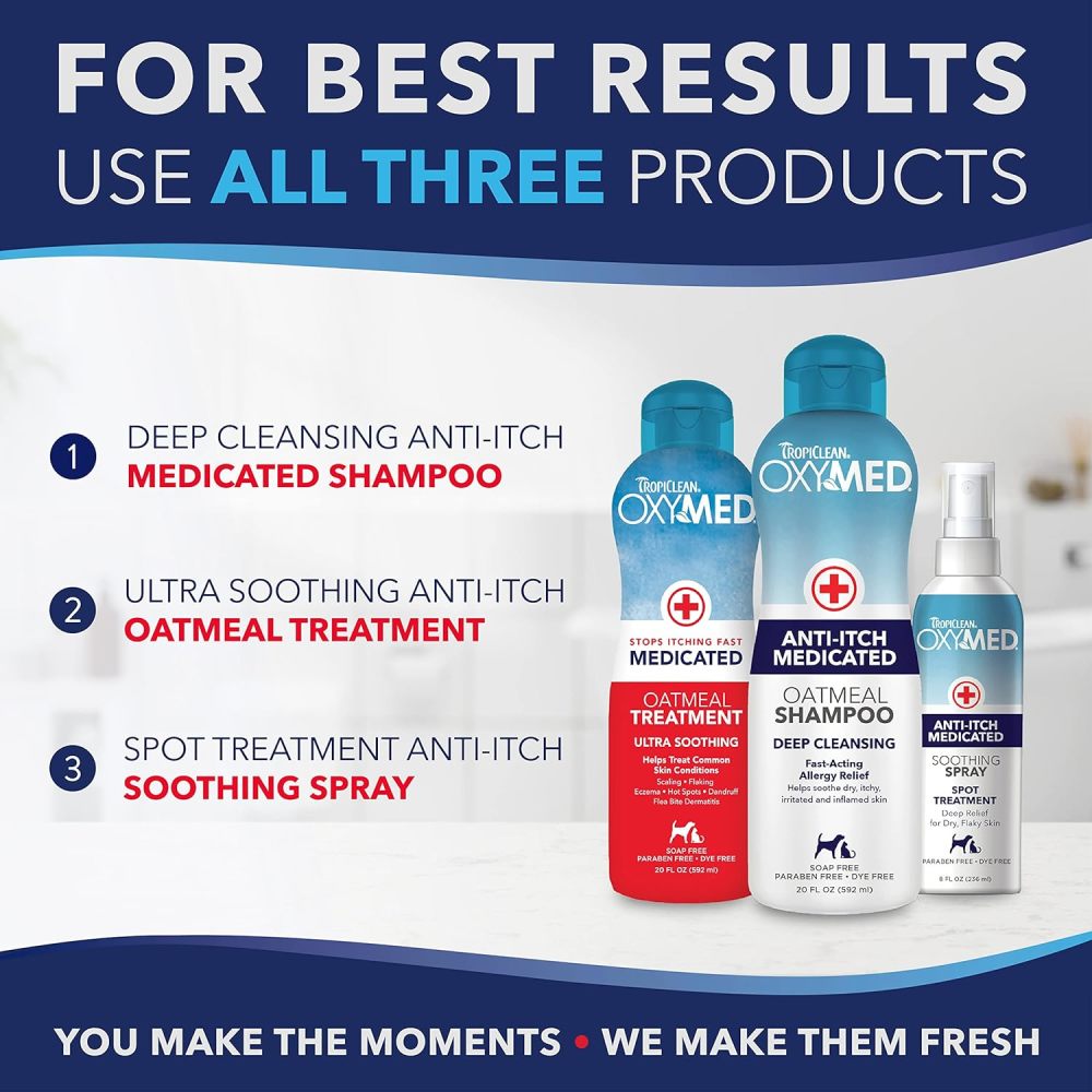 TropiClean OxyMed Medicated Anti itch Spray for Pets, 8oz