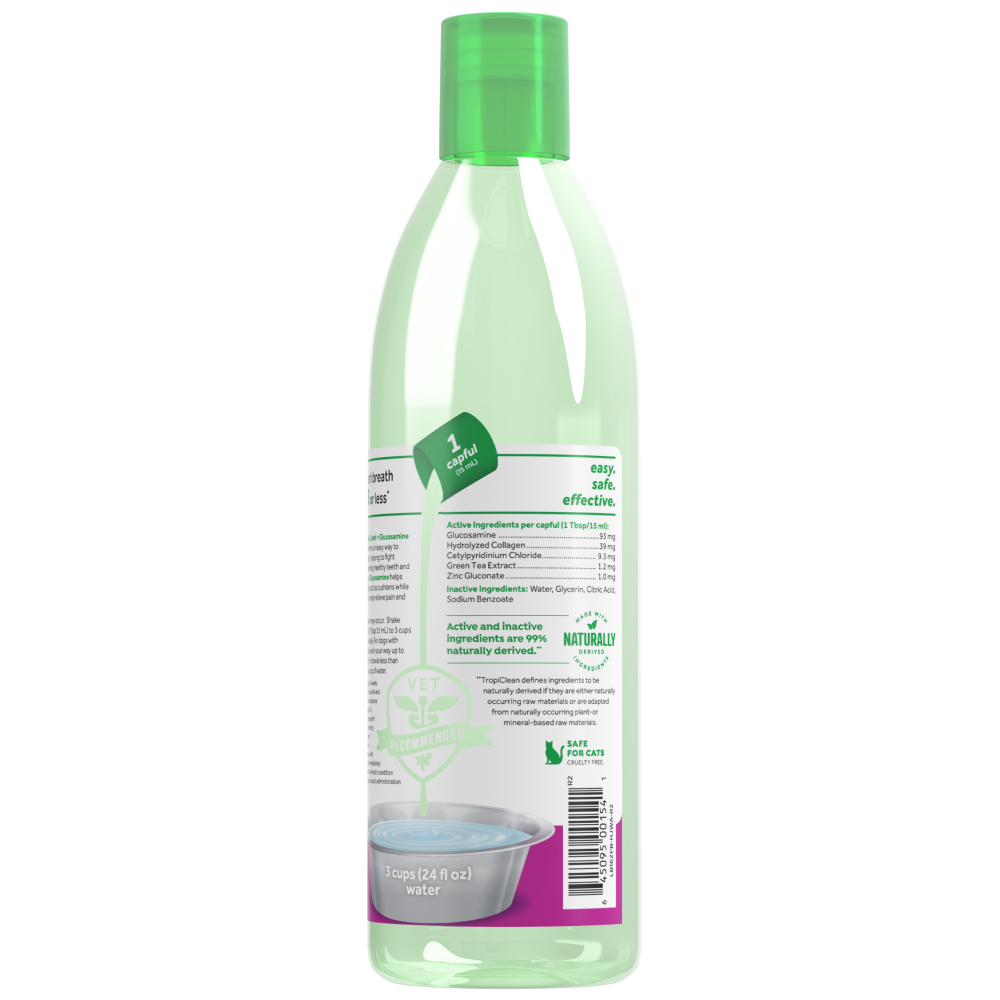 TropiClean Fresh Breath Dental Water Additive Plus Hip & Joint for Dogs, 16oz