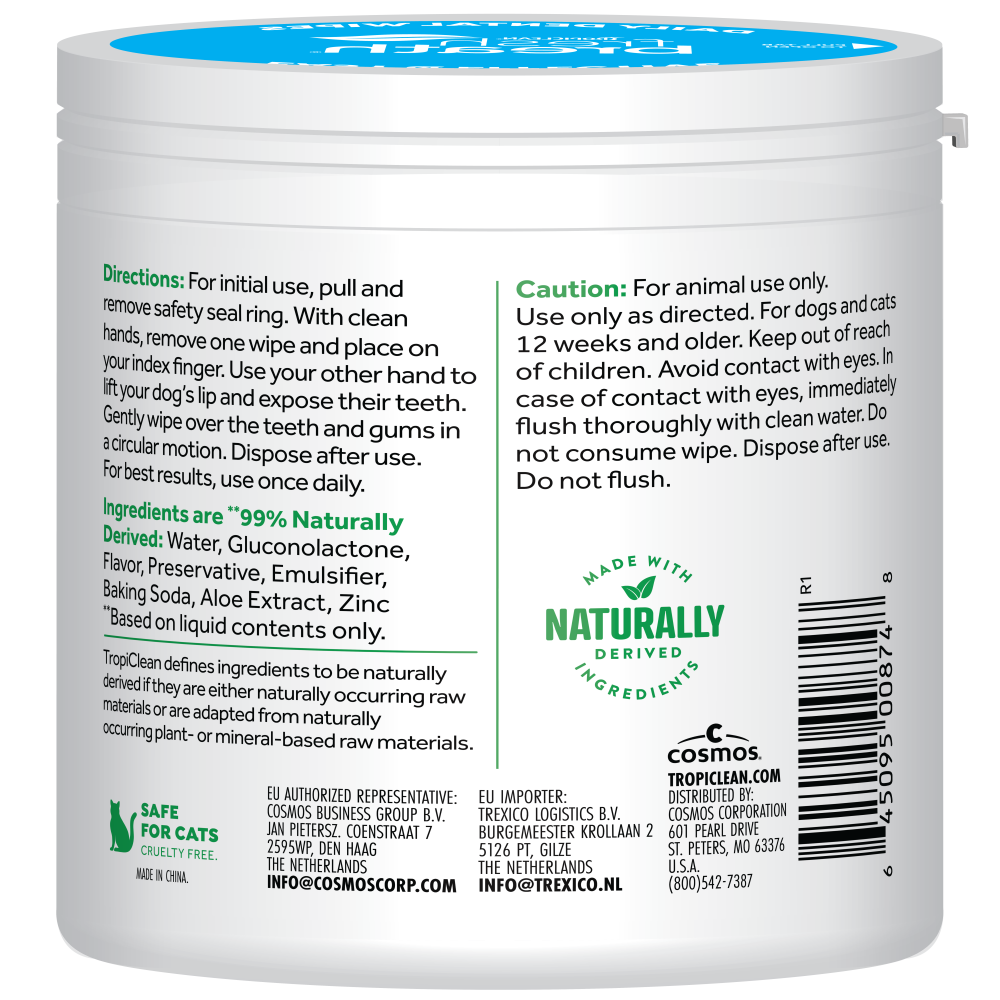 TropiClean Fresh Breath Finger Dental Wipes, 50ct