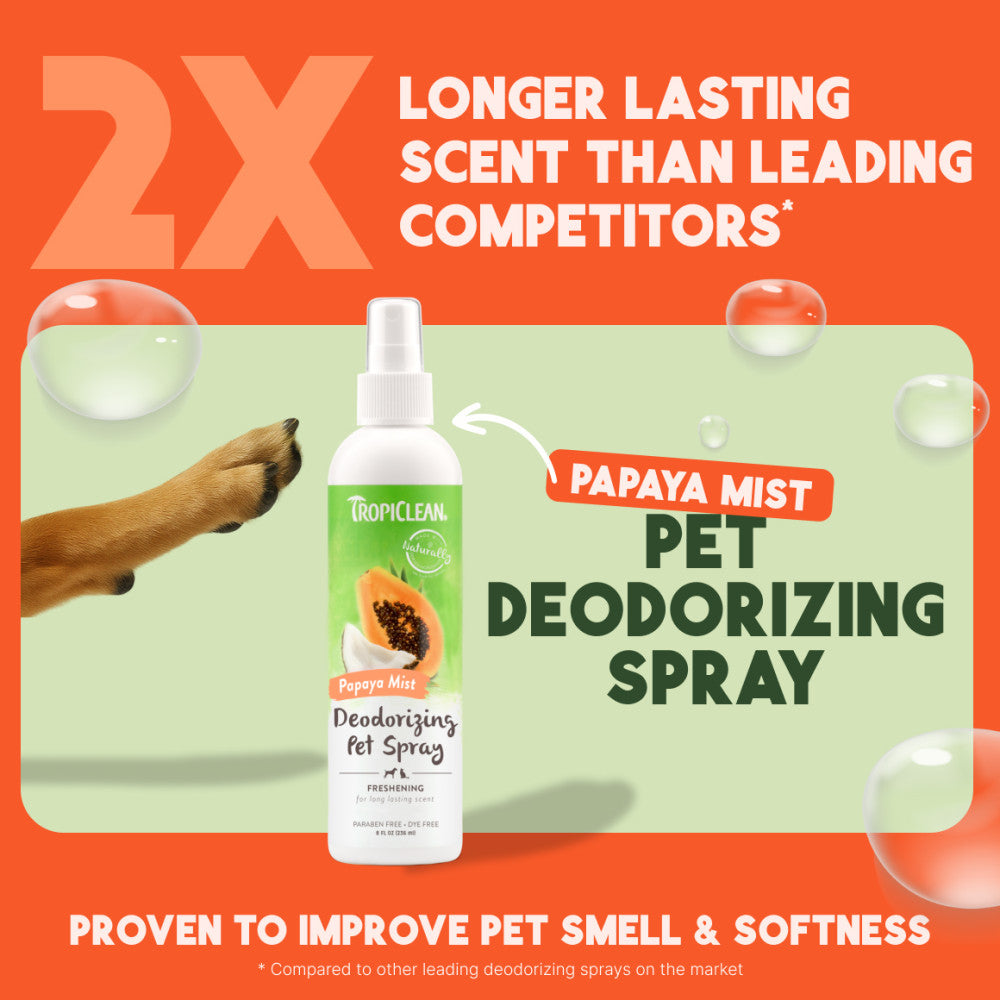 TropiClean Papaya Mist Deodorizing Spray for Pets, 8oz