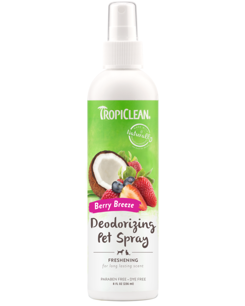 TropiClean Berry Breeze Deodorizing Spray for Pets, 8oz