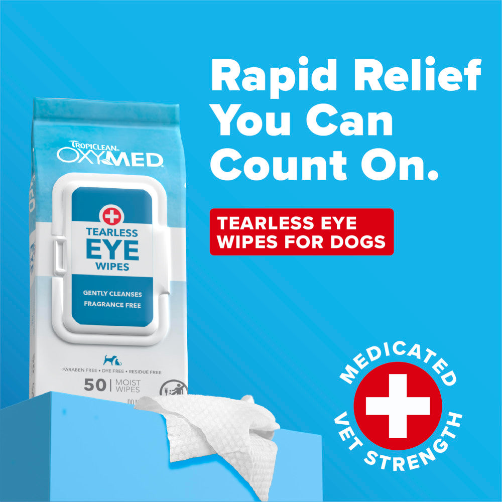TropiClean OxyMed Tearless Eye Wipe, 50ct - 4 Pack