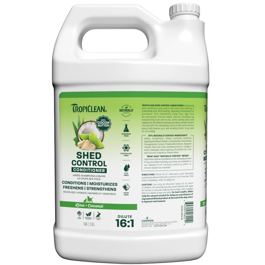 TropiClean Shed control conditioner 1 gallon bottle front